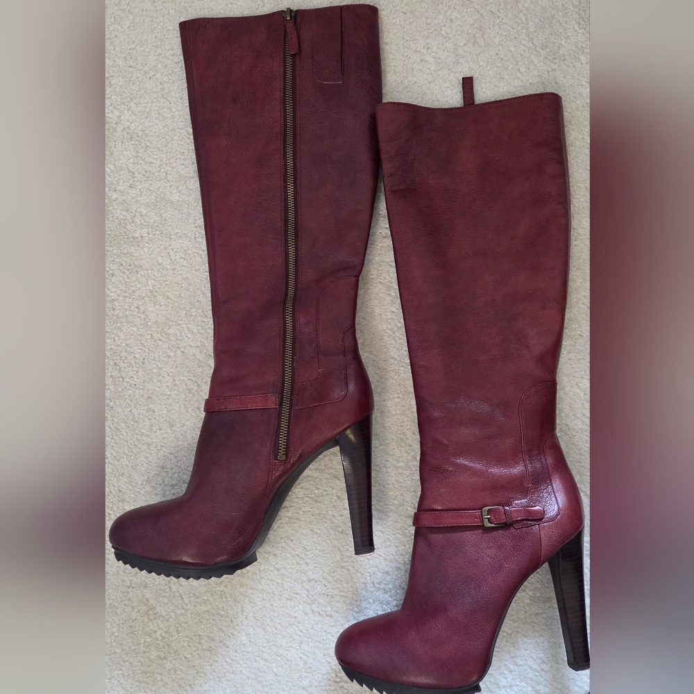 Elegant Burgundy Knee-High Boots
